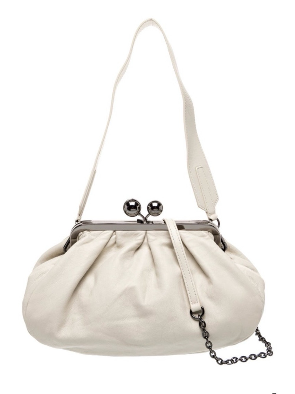 GreyLeather Gathered Frame Shoulder Bag